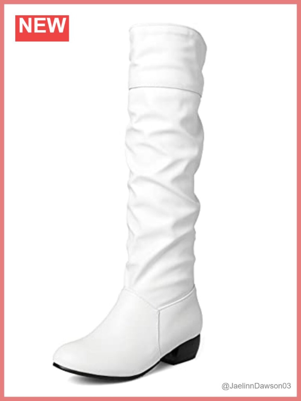Faux Leather Knee High Flat Slouch Boots Women Round Toe Slip On Waterproof